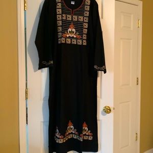 Bohemian long sleeve maxi embroidered dress
